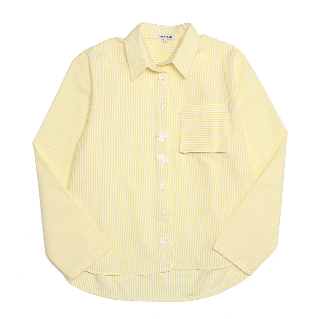 Seersucker Braille Button Up (Yellow)